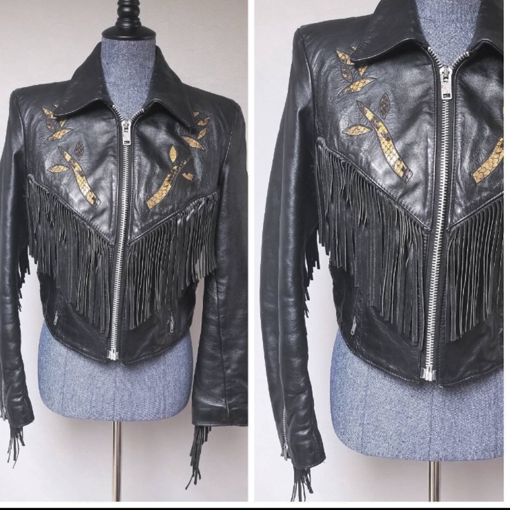 Vintage leather fringe jacket